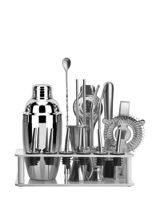Cocktail set in stainless steel shaker